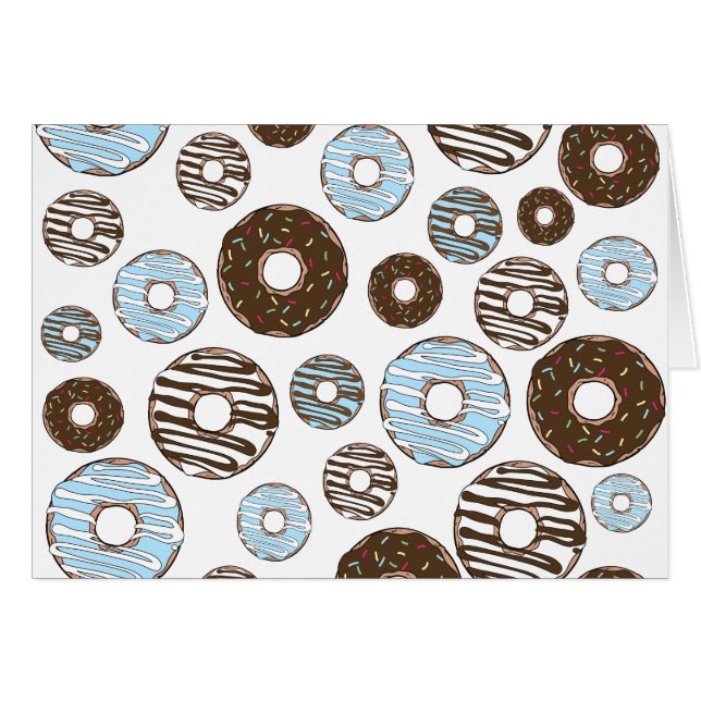 Pattern Of Donuts, Blue Donuts, Brown Donuts Cards (Front Horizontal)