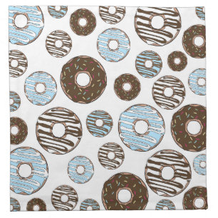 Pattern Of Donuts, Blue Donuts, Brown Donuts Cloth Napkin