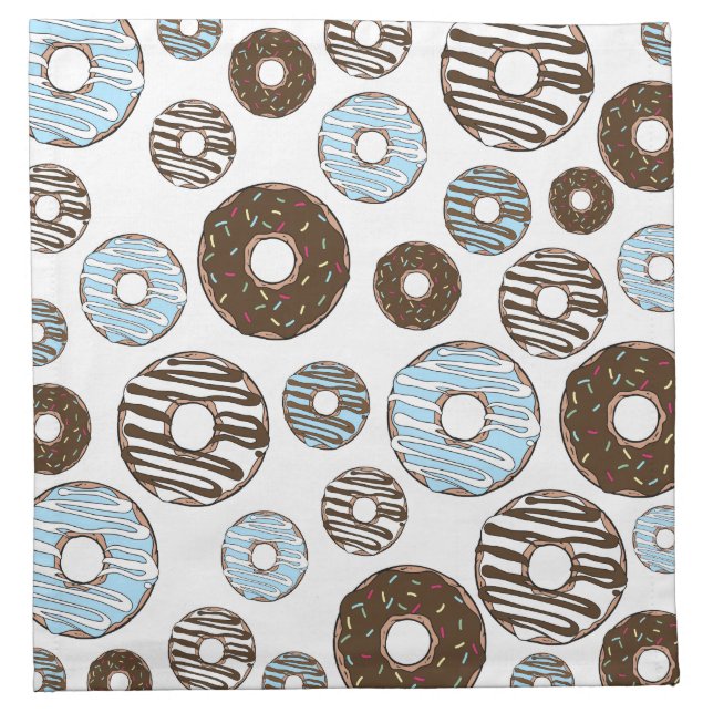 Pattern Of Donuts, Blue Donuts, Brown Donuts Cloth Napkin (Front)