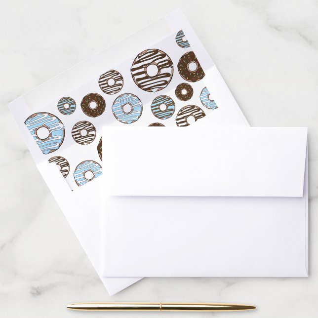 Pattern Of Donuts, Blue Donuts, Brown Donuts Envelope Liner (Desk)
