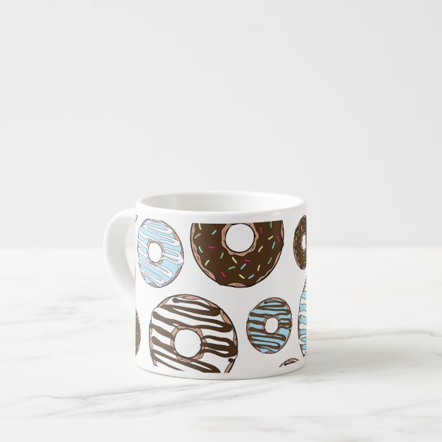 Pattern Of Donuts, Blue Donuts, Brown Donuts Espresso Cup (Front Left)
