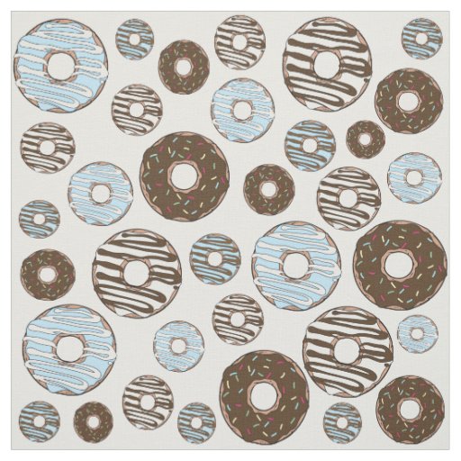 Pattern Of Donuts, Blue Donuts, Brown Donuts Fabric