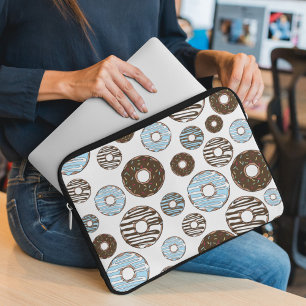 Pattern Of Donuts, Blue Donuts, Brown Donuts Laptop Sleeve