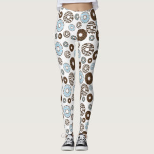 Pattern Of Donuts, Blue Donuts, Brown Donuts Leggings