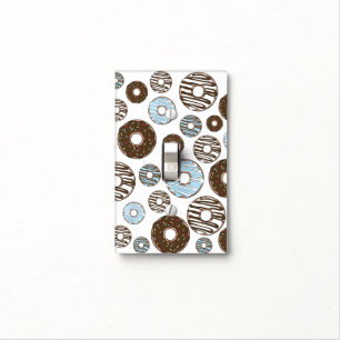 Pattern Of Donuts, Blue Donuts, Brown Donuts Light Switch Cover