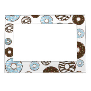 Pattern Of Donuts, Blue Donuts, Brown Donuts Magnetic Frame
