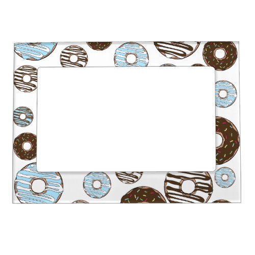 Pattern Of Donuts Blue Donuts Brown Donuts Magnetic Frame