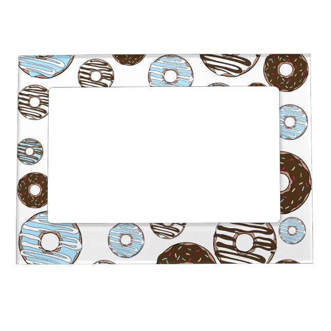 Pattern Of Donuts, Blue Donuts, Brown Donuts Magnetic Frame (Front)
