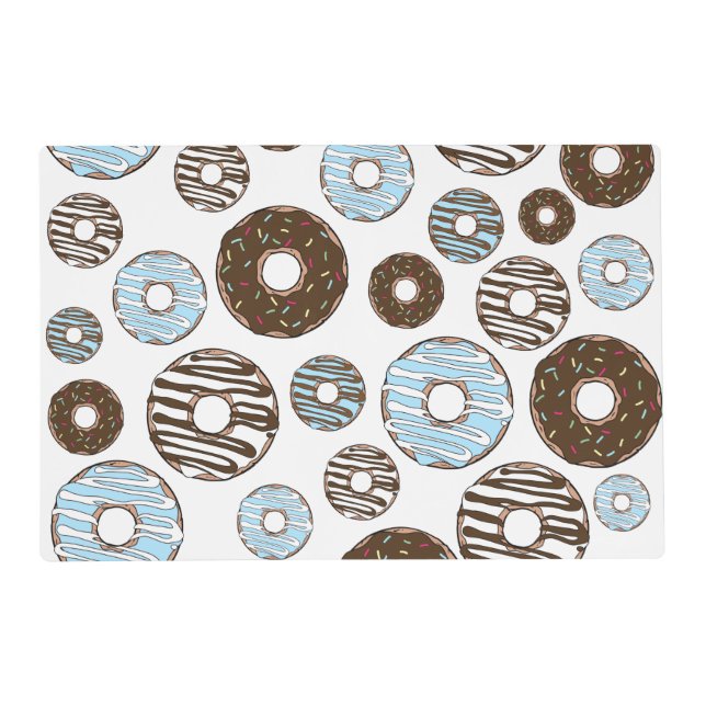 Pattern Of Donuts, Blue Donuts, Brown Donuts Placemat (Front)