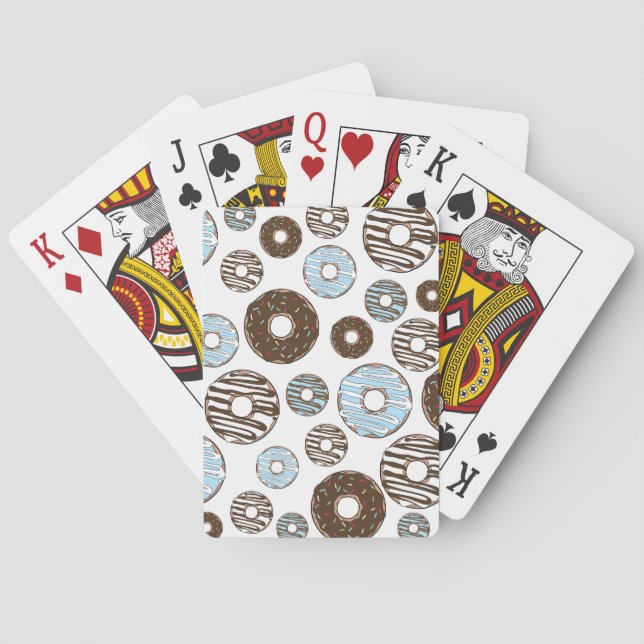 Pattern Of Donuts, Blue Donuts, Brown Donuts Poker Cards (Back)