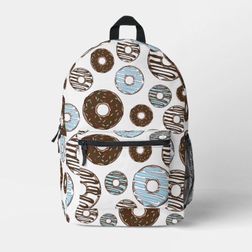 Pattern Of Donuts Blue Donuts Brown Donuts Printed Backpack
