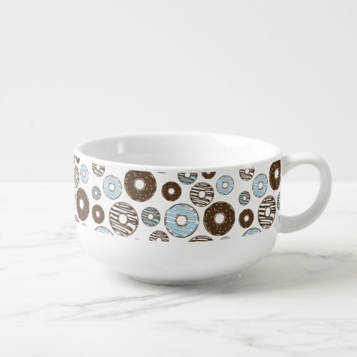 Pattern Of Donuts Blue Donuts Brown Donuts Soup Mug