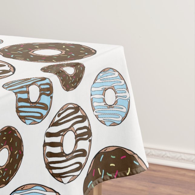 Pattern Of Donuts, Blue Donuts, Brown Donuts Tablecloth (In Situ)