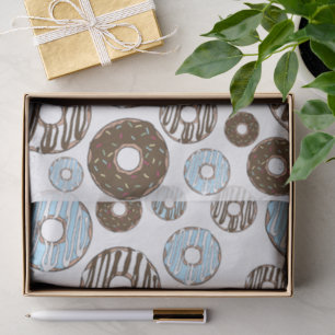Pattern Of Donuts, Blue Donuts, Brown Donuts Tissue Paper
