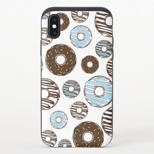 Pattern Of Donuts Blue Donuts Brown Donuts iPhone X Slider Case