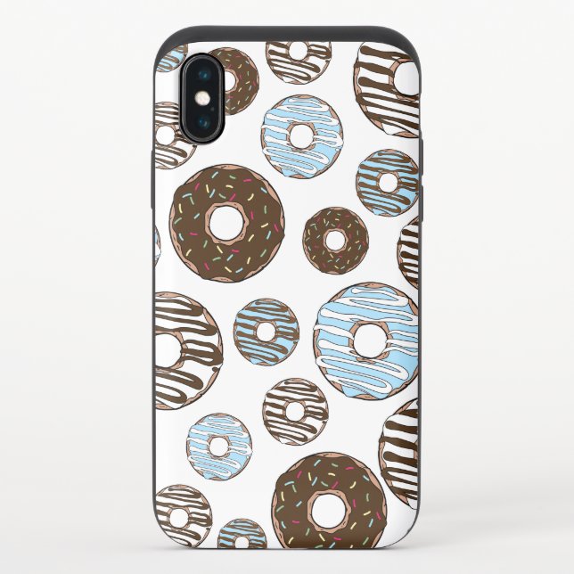 Pattern Of Donuts, Blue Donuts, Brown Donuts Uncommon iPhone Case (Back)