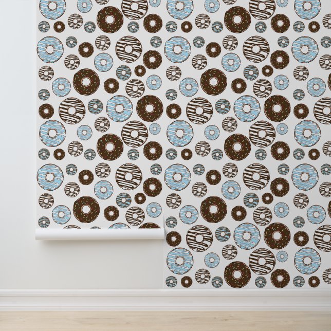 Pattern Of Donuts, Blue Donuts, Brown Donuts Wallpaper (Application)