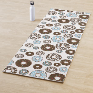 Pattern Of Donuts, Blue Donuts, Brown Donuts Yoga Mat