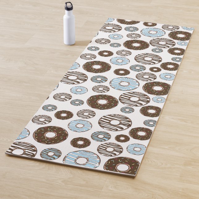 Pattern Of Donuts, Blue Donuts, Brown Donuts Yoga Mat (In Situ)