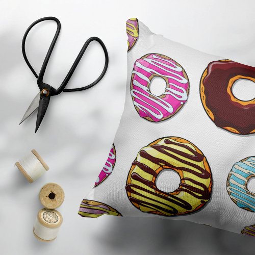 Pattern Of Donuts Colorful Donuts Sprinkles Accent Pillow