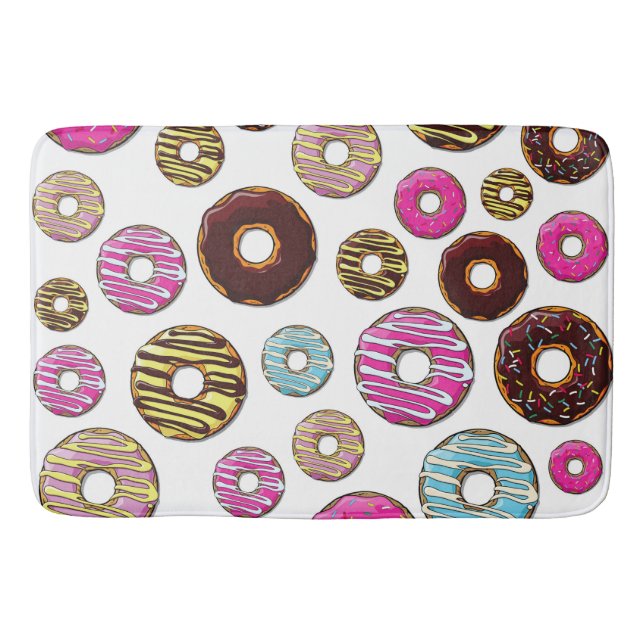 Pattern Of Donuts, Colorful Donuts, Sprinkles Bath Mat (Front)