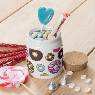 Pattern Of Donuts, Colorful Donuts, Sprinkles Candy Jar