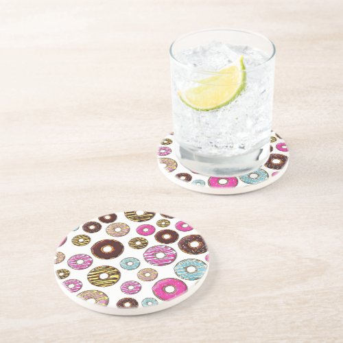Pattern Of Donuts Colorful Donuts Sprinkles Coaster