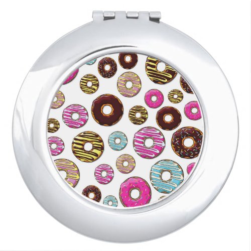 Pattern Of Donuts Colorful Donuts Sprinkles Compact Mirror