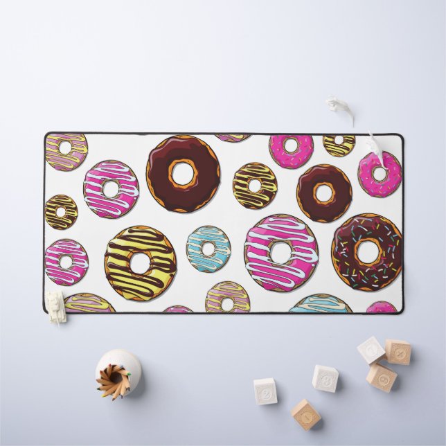 Pattern Of Donuts, Colorful Donuts, Sprinkles Desk Mat (Kids Table)