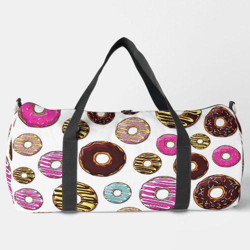 Pattern Of Donuts Colorful Donuts Sprinkles Duffle Bag