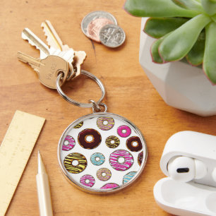 Pattern Of Donuts, Colorful Donuts, Sprinkles Keychain