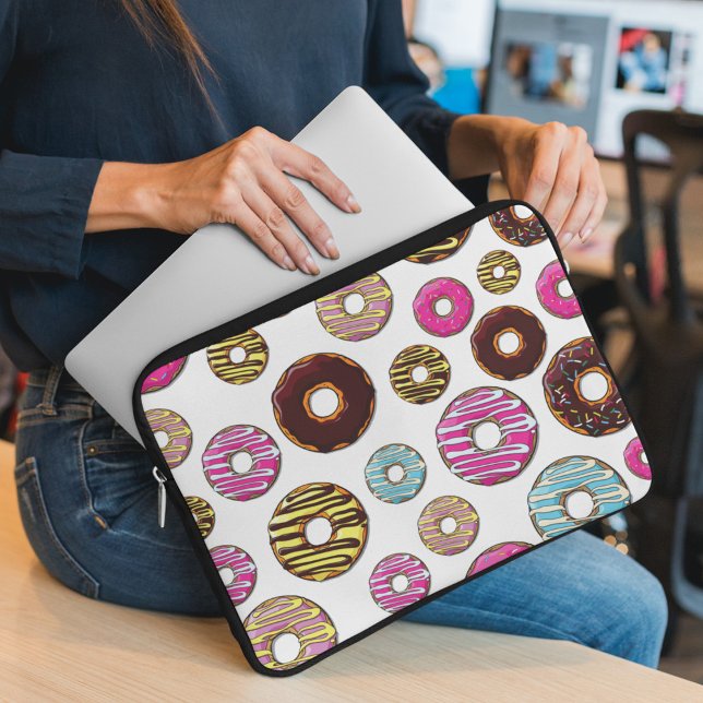 Pattern Of Donuts, Colorful Donuts, Sprinkles Laptop Sleeve (Creator Uploaded)