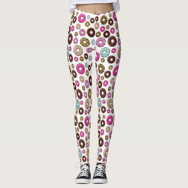 Pattern Of Donuts, Colorful Donuts, Sprinkles Leggings (Front)