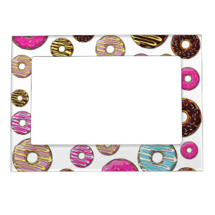 Pattern Of Donuts, Colorful Donuts, Sprinkles Magnetic Frame