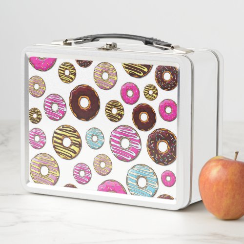 Pattern Of Donuts Colorful Donuts Sprinkles Metal Lunch Box