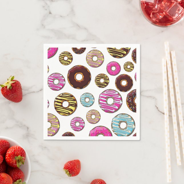 Pattern Of Donuts, Colorful Donuts, Sprinkles Napkins (Insitu)