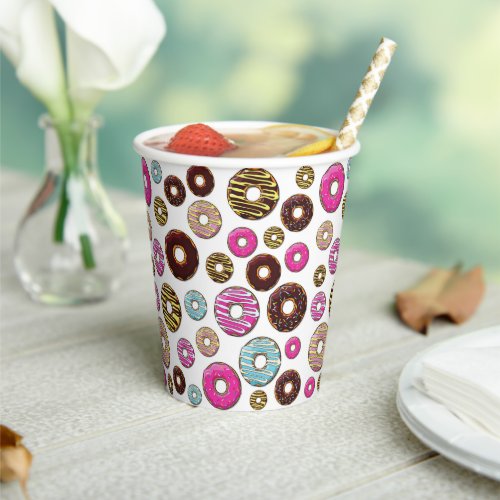 Pattern Of Donuts Colorful Donuts Sprinkles Paper Cups