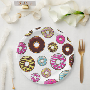 Pattern Of Donuts, Colorful Donuts, Sprinkles Paper Plates