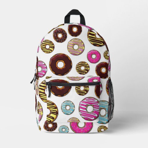 Pattern Of Donuts Colorful Donuts Sprinkles Printed Backpack