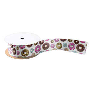 Pattern Of Donuts, Colorful Donuts, Sprinkles Satin Ribbon