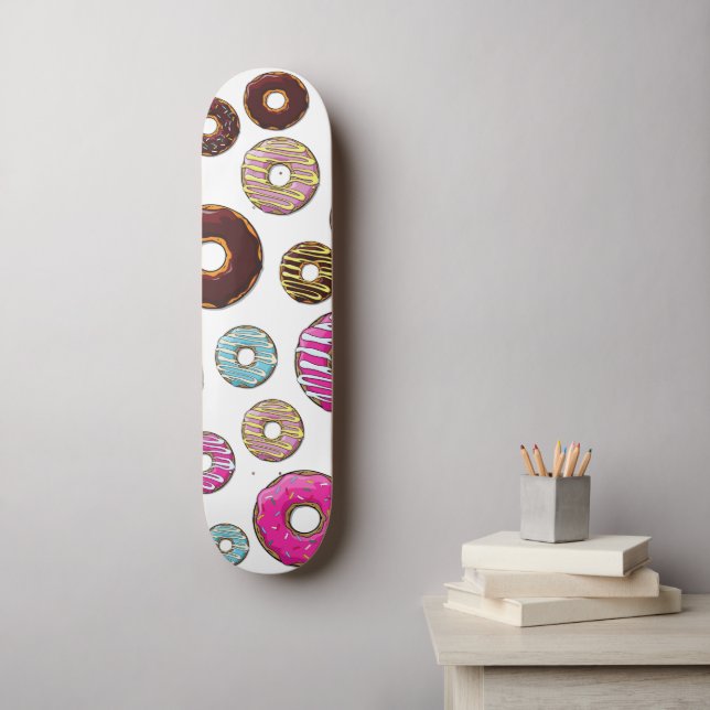 Pattern Of Donuts, Colorful Donuts, Sprinkles Skateboard (Wall Art)
