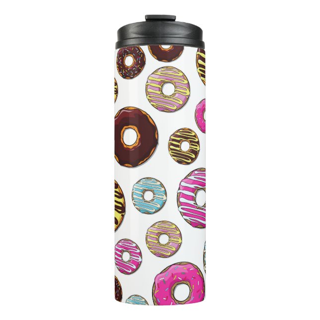 Pattern Of Donuts, Colorful Donuts, Sprinkles Thermal Tumbler (Front)