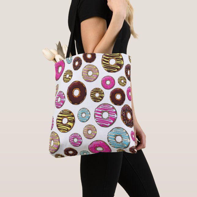 Pattern Of Donuts, Colorful Donuts, Sprinkles Tote Bag (Close Up)