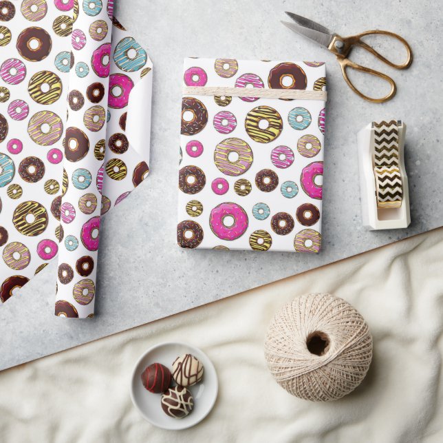 Pattern Of Donuts, Colorful Donuts, Sprinkles Wrapping Paper (Crafts)