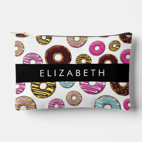 Pattern Of Donuts Colorful Donuts Your Name Accessory Pouch