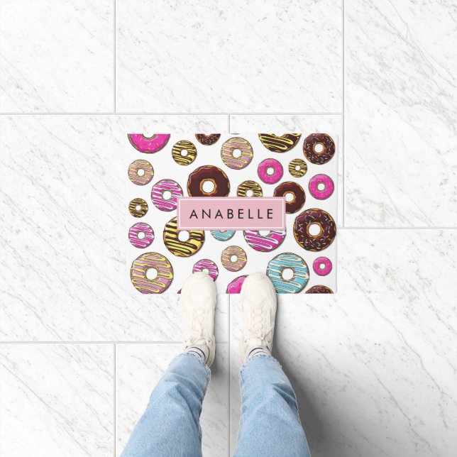 Pattern Of Donuts, Colorful Donuts, Your Name Doormat (Indoor)