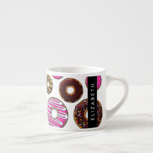 Pattern Of Donuts, Colorful Donuts, Your Name Espresso Cup