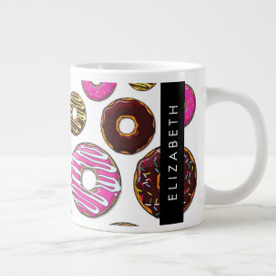 Pattern Of Donuts, Colorful Donuts, Your Name Giant Coffee Mug