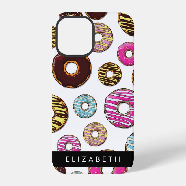 Pattern Of Donuts, Colorful Donuts, Your Name Iphone Case (Back)