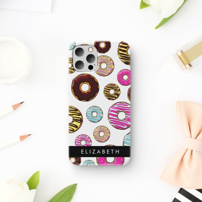 Pattern Of Donuts, Colorful Donuts, Your Name iPhone Case (Creator Uploaded)